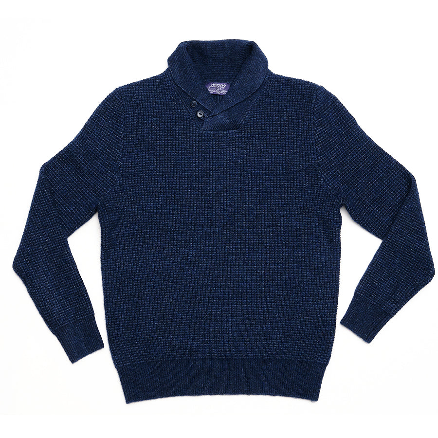 Navy Heather Waffle Stitch Mock Neck