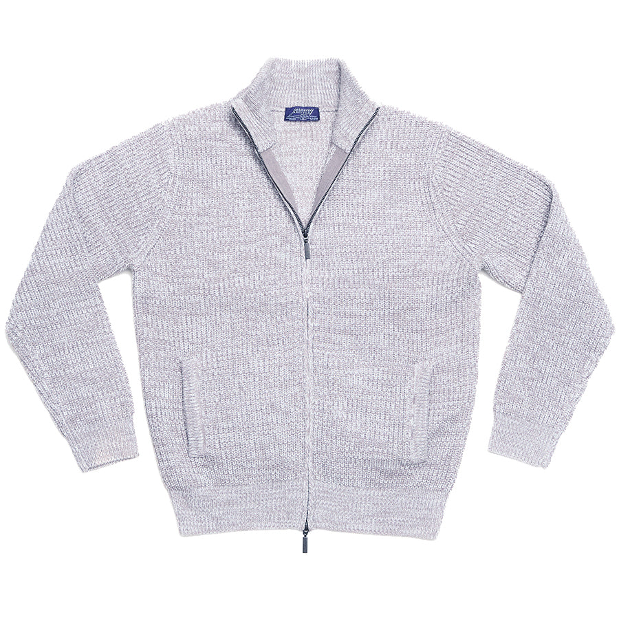 Light Gray Stitch Full Zip Cardigan