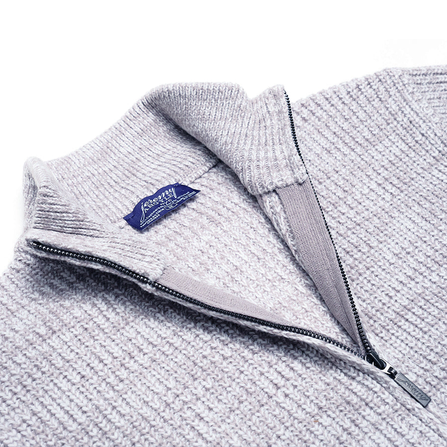 Light Gray Stitch Full Zip Cardigan
